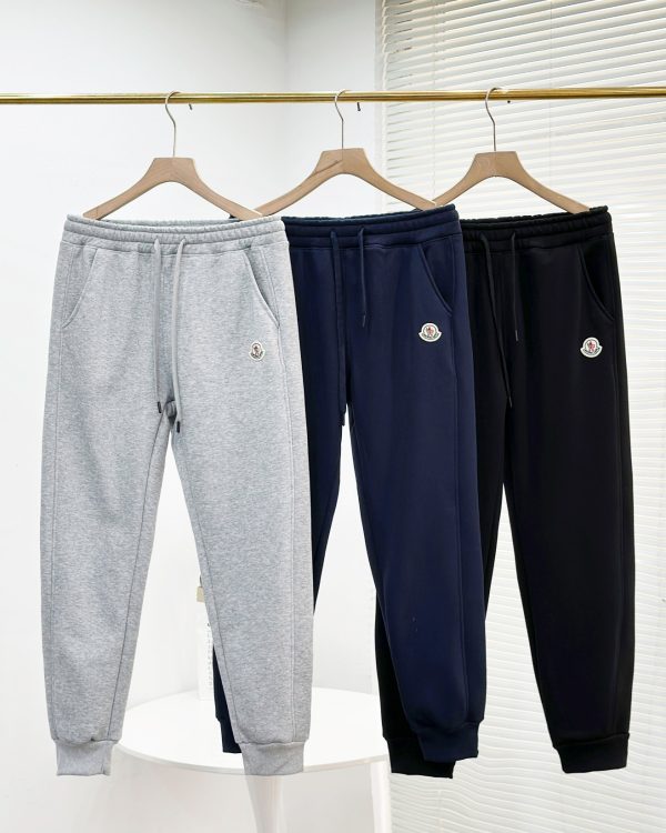 Premium Moncler Sweatpants Silver Fleece Monogram Style