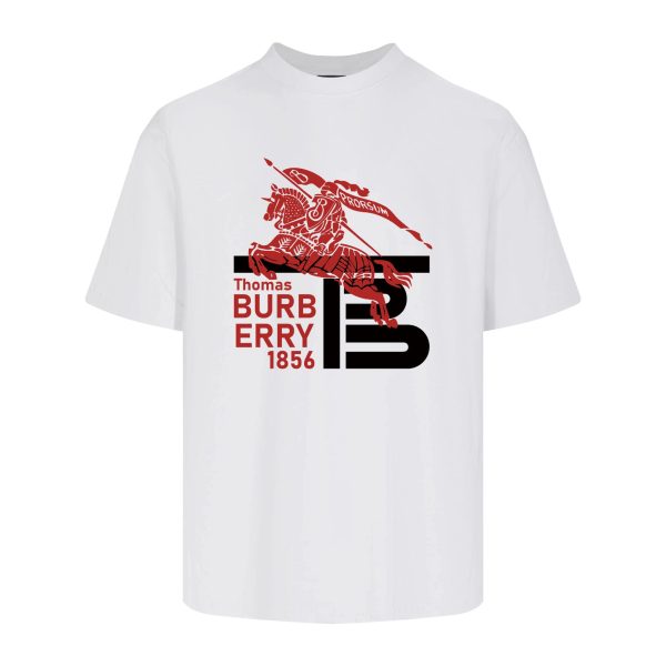 Luxury Burberry Short Sleeves White Cotton Washed Style