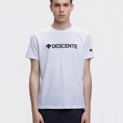 Premium Quality Descente Short Sleeves Black Cotton Logo Style