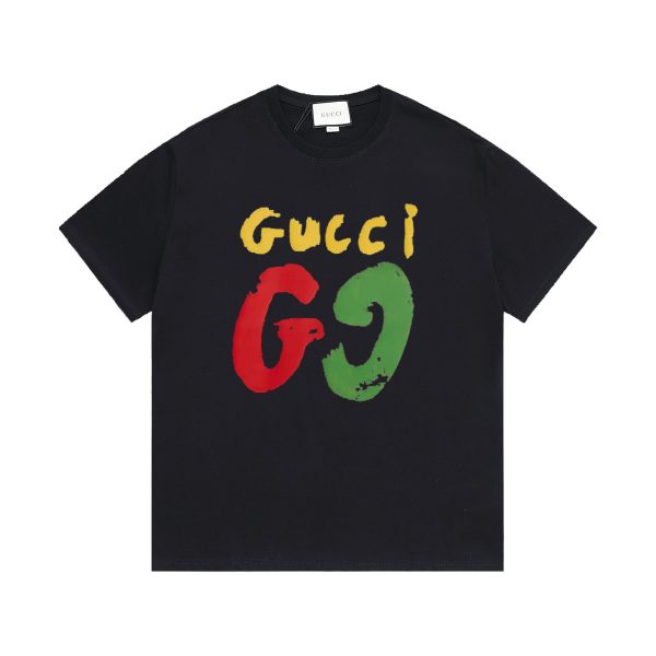 Best Selling Gucci Short Sleeves Black Cotton Logo Collection