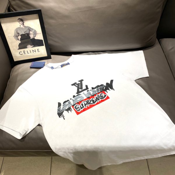 Best Selling Louis Vuitton Short Sleeves White Cotton Logo Luxury