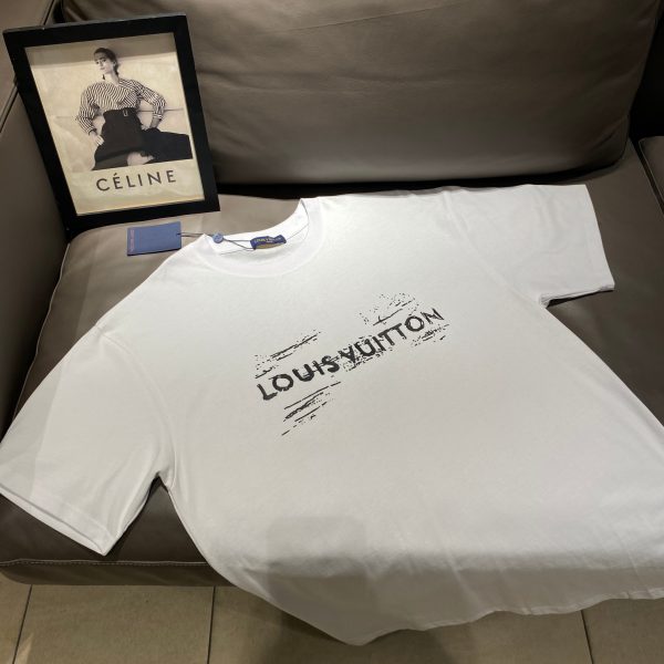 Best Selling Louis Vuitton Short Sleeves White Cotton Print Style