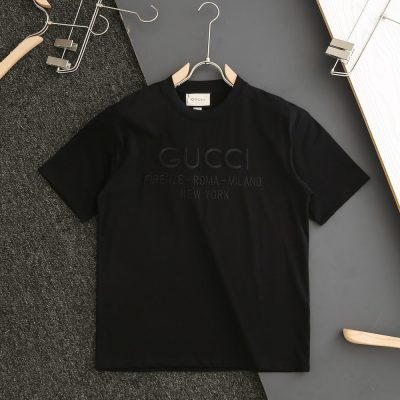 Premium Quality Gucci Short Sleeves Black Solid Style