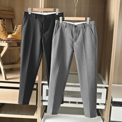 High Quality Armani Trousers Black Solid Style