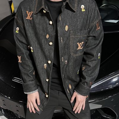 High Quality Louis Vuitton Jackets Denim Embroidered Style