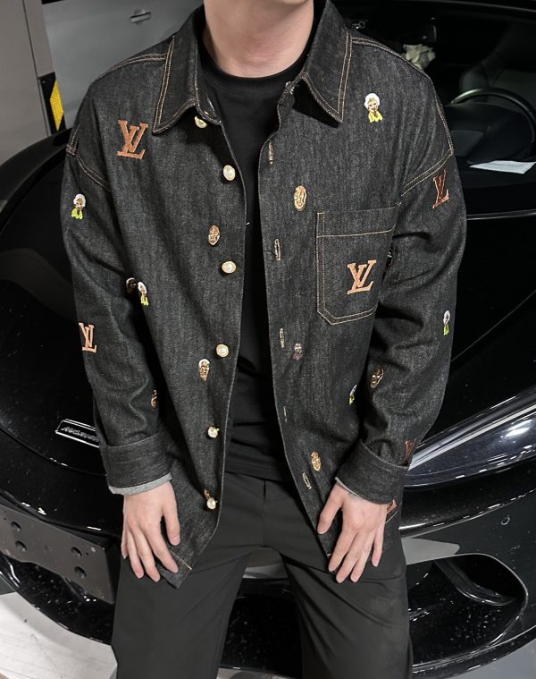 High Quality Louis Vuitton Jackets Denim Embroidered Style