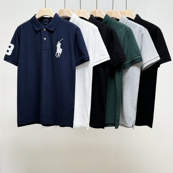 High Quality Ralph Lauren Short-Sleeved Black Cotton Embroidered Style