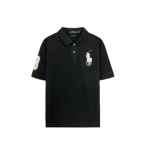 High Quality Ralph Lauren Short-Sleeved T-Shirts Black Cotton Embroidered Style