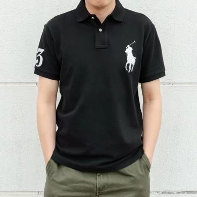 Luxury Ralph Lauren Short-Sleeved T-Shirts Black Cotton Embroidered Luxury