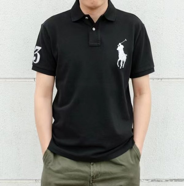 Luxury Ralph Lauren Short-Sleeved T-Shirts Black Cotton Embroidered Luxury