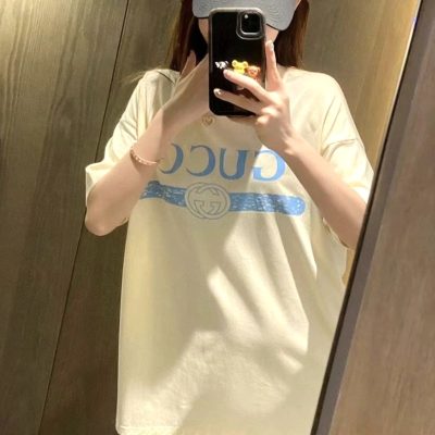 Best Selling Gucci Short Sleeves Cream Cotton Elegant Luxury