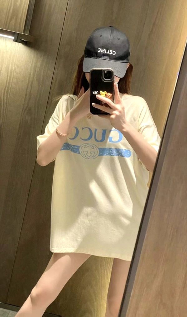 Best Selling Gucci Short Sleeves Cream Cotton Elegant Luxury