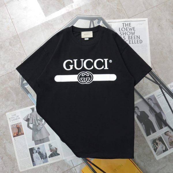 Premium Gucci Short Sleeves Black Cotton Classic Collection
