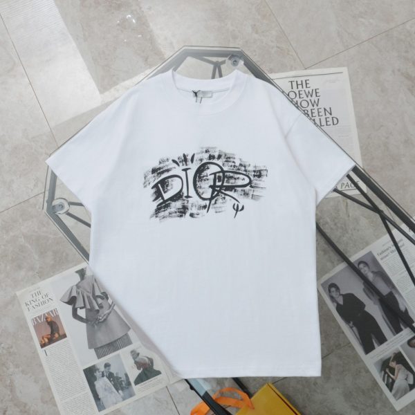 Best Selling Dior Short Sleeves Black Cotton Logo Collection