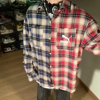 Premium Quality Puma Long Sleeves Orange Plaid Luxury