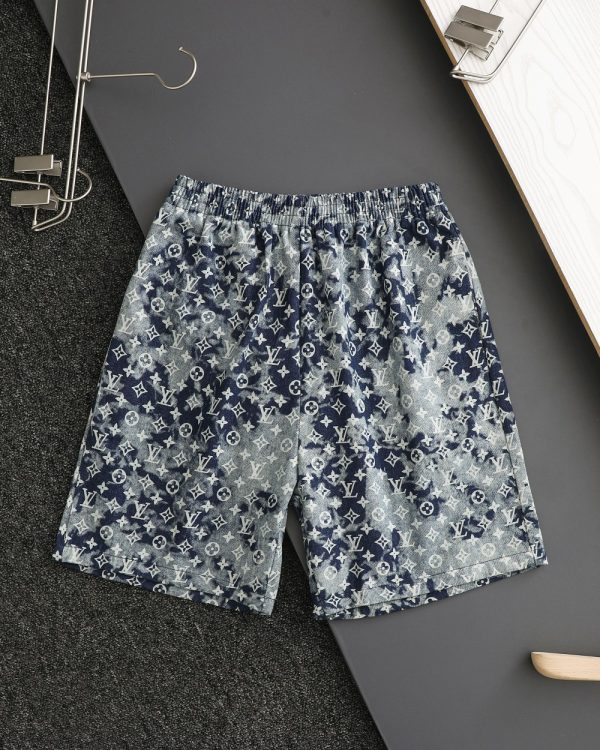 Luxury Louis Vuitton Shorts Blue Denim Print Collection