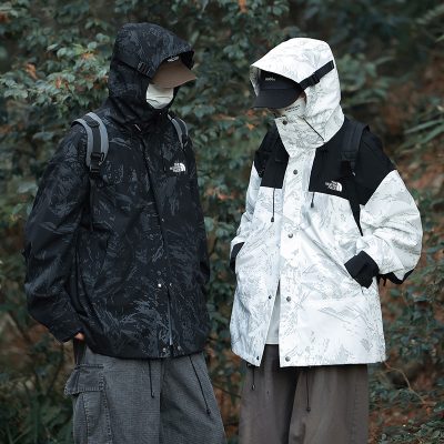 Premium Quality The North Face Coats Black Camouflage Collection