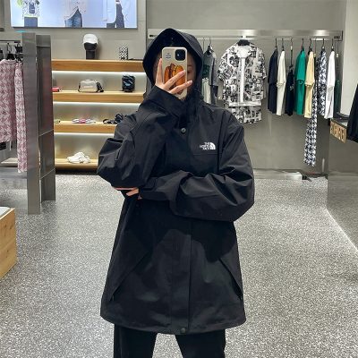 High Quality The North Face Coats Black Patchwork Style