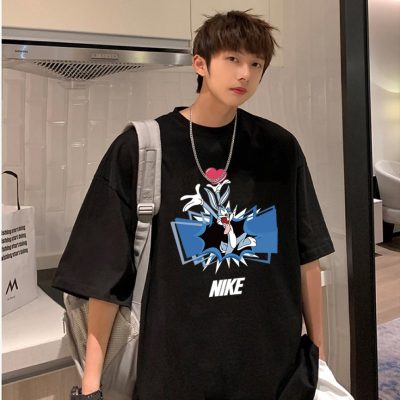 Premium Nike Short Sleeves Black Cotton Print Collection