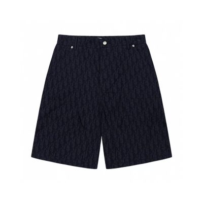 Premium Quality Dior Shorts Navy Leather Jacquard Style
