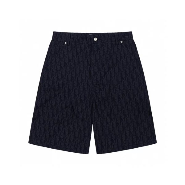 Premium Quality Dior Shorts Navy Leather Jacquard Style