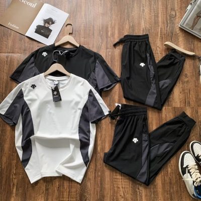 Premium Quality Descente Short-Sleeved Shirt Black Casual Luxury