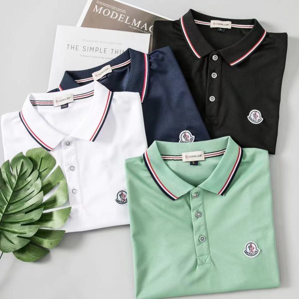 Best Selling Moncler Short-Sleeved Shirts White Polyester Classic Collection