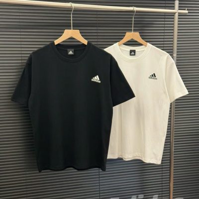 Best Selling Adidas Short Sleeves Black Cotton Logo Collection