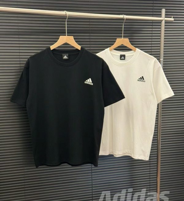 Best Selling Adidas Short Sleeves Black Cotton Logo Collection