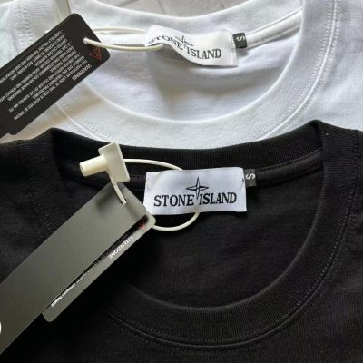 High Quality Stone Island Short Sleeves Black Cotton Print Collection