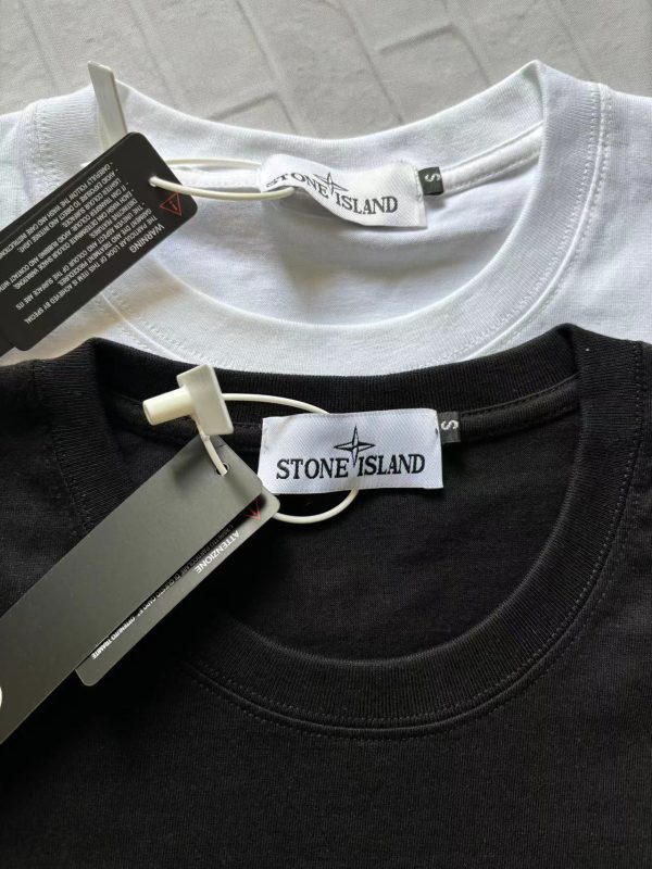 High Quality Stone Island Short Sleeves Black Cotton Print Collection