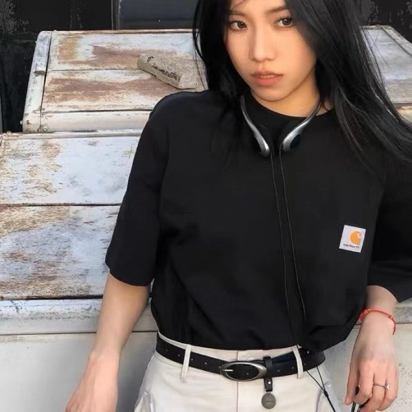 Premium Quality Carhartt Short Sleeves Black Cotton Solid Collection