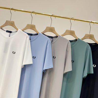 High Quality Fred Perry Short Sleeves Black Silk Logo Style