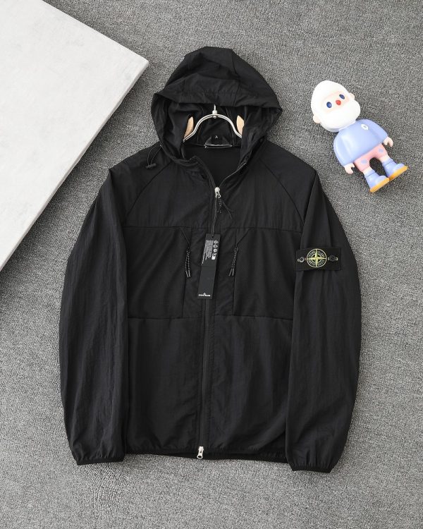 Luxury Stone Island Jackets Black Nylon Classic Collection