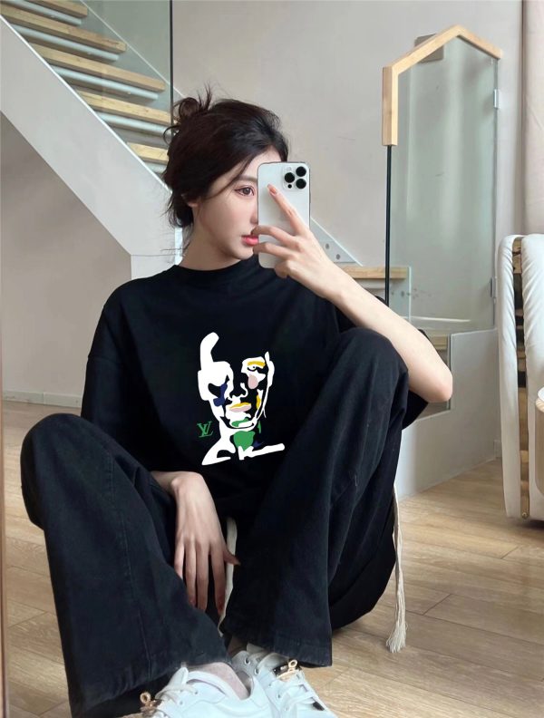 Best Selling Louis Vuitton Short Sleeves Black Cotton Breathable Luxury