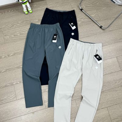 Luxury Descente Trousers Black Linen Casual Style