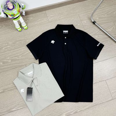Best Selling Descente Polo Shirt Black Silk Breathable Collection