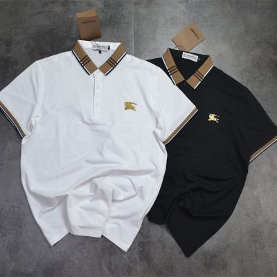 Best Selling Burberry Short-Sleeved Shirts Gold Silk Plaid Luxury