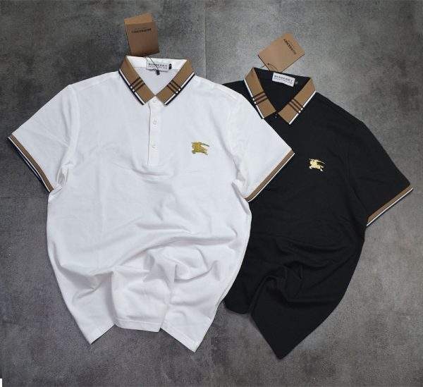 Best Selling Burberry Short-Sleeved Shirts Gold Silk Plaid Luxury