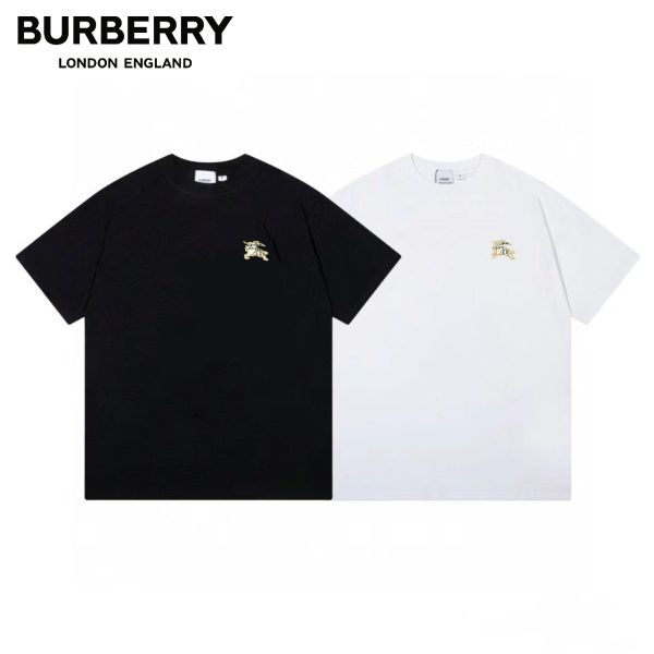High Quality Burberry Short Sleeves Black Cotton Logo Style