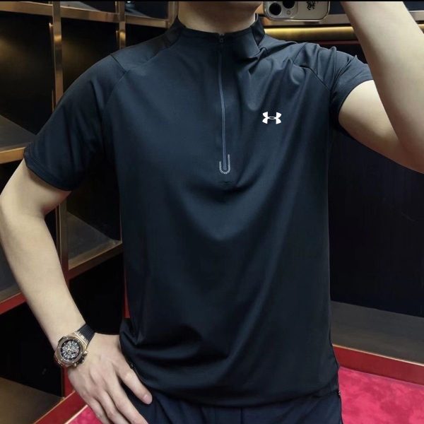 Luxury Under Armour Short Sleeves Black Silk Style
