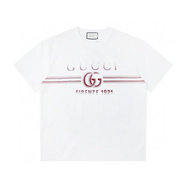 High Quality Gucci Short Sleeves White Cotton Gradient Luxury