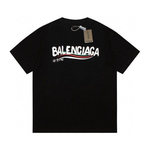 Best Selling Balenciaga Short Sleeves Black Cotton Logo Collection