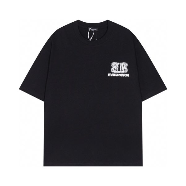 High Quality Balenciaga Short Sleeves Black Cotton Logo Collection