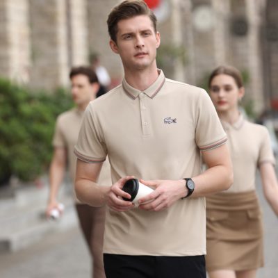 Luxury Lacoste Short-Sleeved Shirts White Cotton Breathable Style