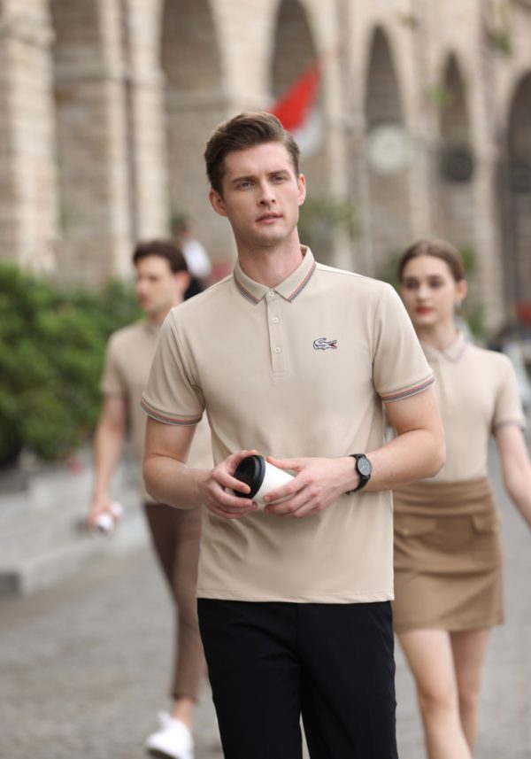 Luxury Lacoste Short-Sleeved Shirts White Cotton Breathable Style
