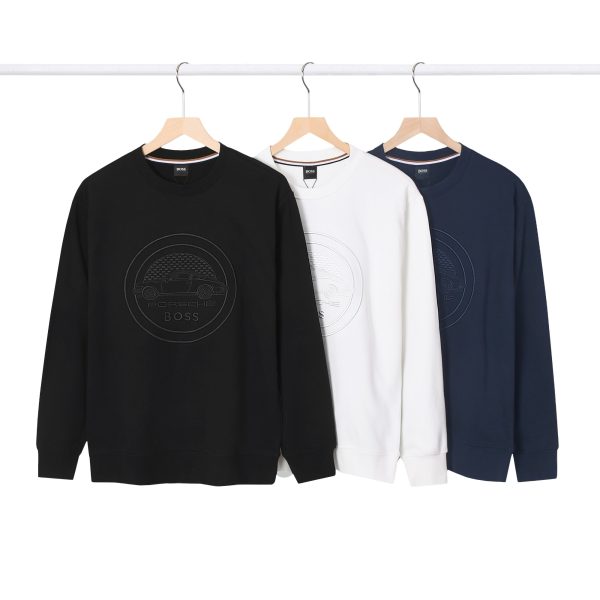 Premium Boss Sweatshirts Black Cotton Embroidered Style