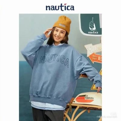 High Quality Nautica Sweatshirts White Cotton Washed Style