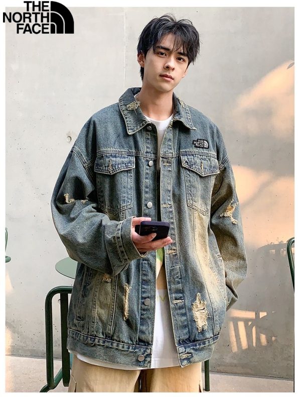 Premium Quality The North Face Coats Blue Denim Washed Luxury