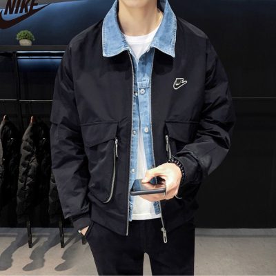 Luxury Champion Coats Black Denim Casual Luxury